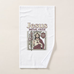Jesus Monogram Initial Faith Jesus Monogram Initia Hand Towel