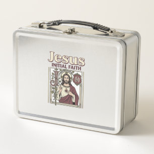 Jesus Monogram Initial Faith Jesus Monogram Initia Metal Lunch Box
