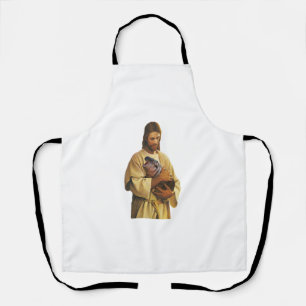 Jesus Moo Deng Bouncy Pig, Cute Baby Hippo T-Shirt Apron
