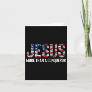 Jesus More Than A Conqueror American Flag Vintage  Card