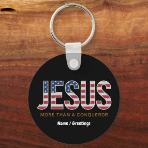 Jesus More Than a Conqueror Striking Christian Key Ring