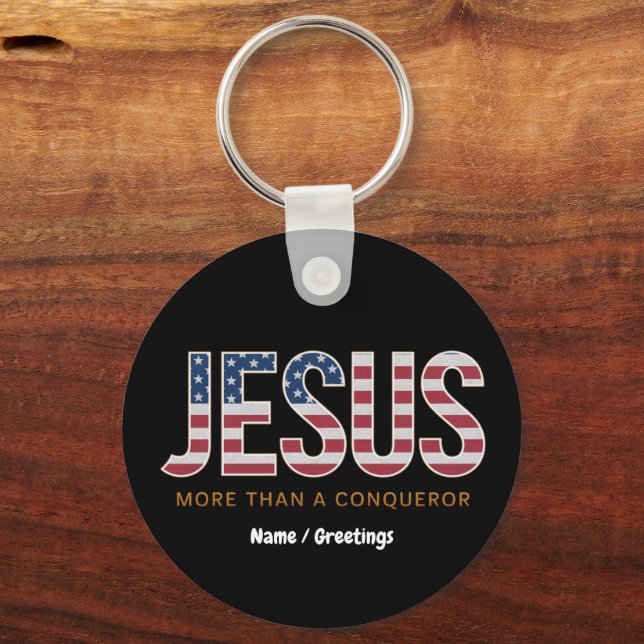  Jesus More Than a Conqueror Striking Christian  Key Ring (Front)