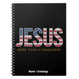 Jesus More Than a Conqueror Striking Christian Notebook