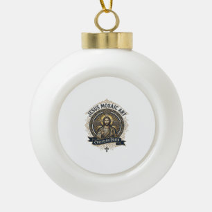 Jesus Mosaic Art Jesus Mosaic Art Christian Faith Ceramic Ball Christmas Ornament