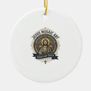 Jesus Mosaic Art Jesus Mosaic Art Christian Faith Ceramic Ornament