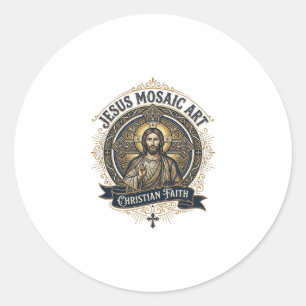 Jesus Mosaic Art Jesus Mosaic Art Christian Faith  Classic Round Sticker