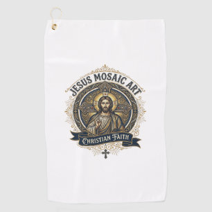 Jesus Mosaic Art Jesus Mosaic Art Christian Faith Golf Towel
