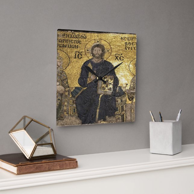Jesus mosaic in hagia sophiaWall Clock (Office)