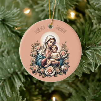Jesus Mother and Child Custom Text Religious Ceramic Ornament
