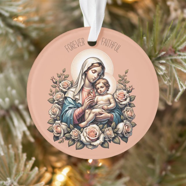 Jesus Mother and Child Custom Text Religious Ornament (Tree)