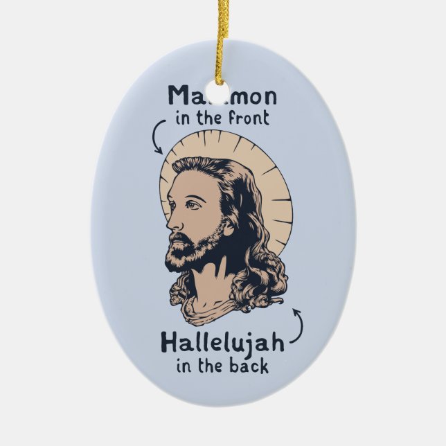 Jesus Mullet Ceramic Ornament (Front)