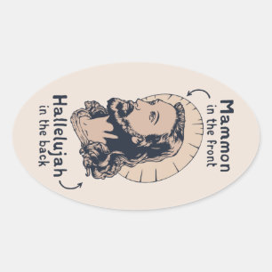 Jesus Mullet Oval Sticker