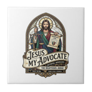 Jesus My Advocate Jesus Courtroom Advocate Christi Ceramic Tile