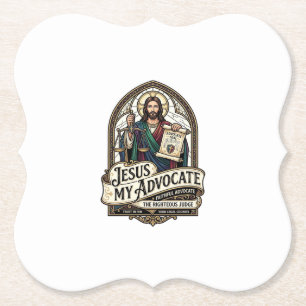 Jesus My Advocate Jesus Courtroom Advocate Christi Paper Coaster