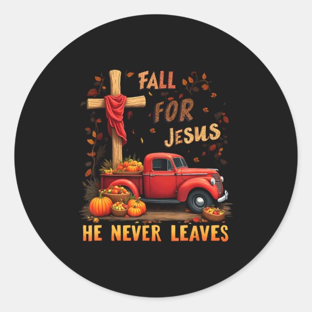 Jesus My Favourite Season Fall Christian Thanksgiv Classic Round Sticker (Front)