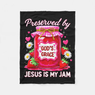 Jesus My Jam Strawberry Coquette Pink Preserved Go Fleece Blanket