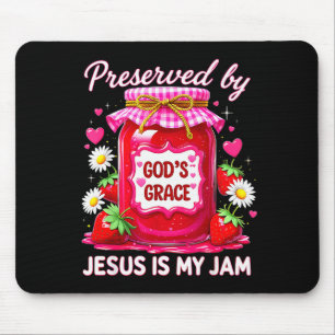 Jesus My Jam Strawberry Coquette Pink Preserved Go Mouse Pad