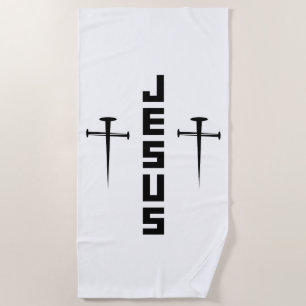 JESUS Nail Cross Christian Faith For Believers Beach Towel