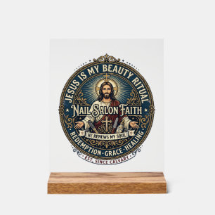 Jesus Nail Tech Nail Artist T-Shirt Inspirational Acrylic Sign