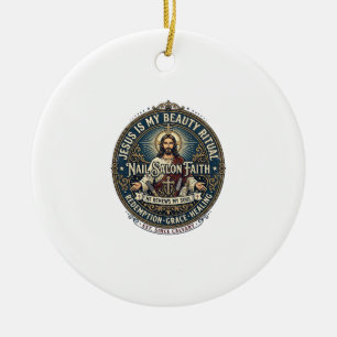 Jesus Nail Tech Nail Artist T-Shirt Inspirational Ceramic Ornament