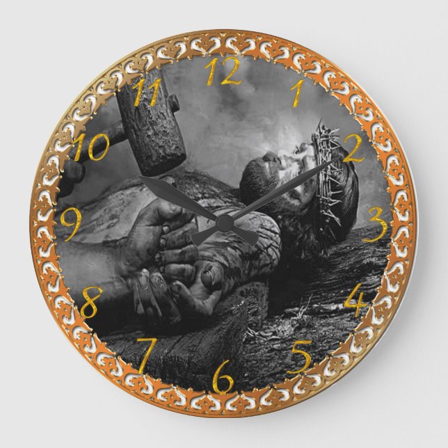 Jesus Nailed Large Clock (Front)