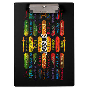 Jesus Names Multi-colour  Clipboard
