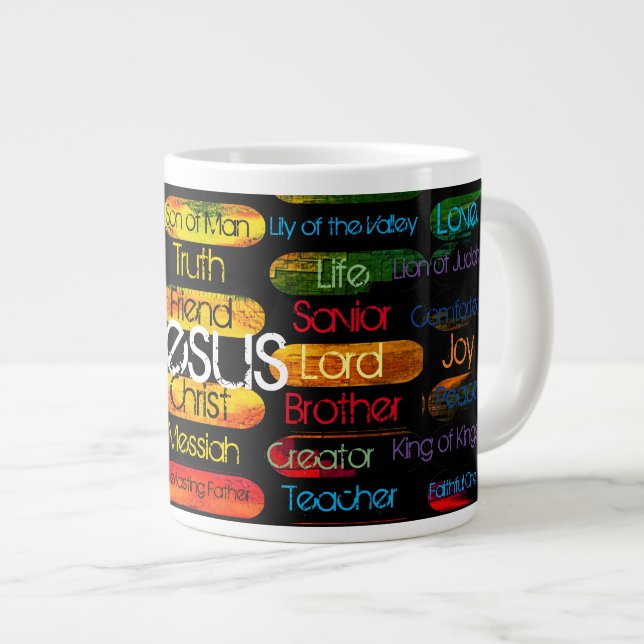 Jesus Names Multi-colour Large Coffee Mug (Front Right)