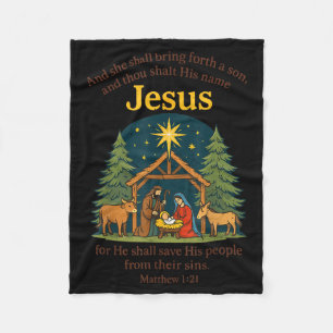 Jesus Nativity Christian Christmas Bible Pjs Toddl Fleece Blanket