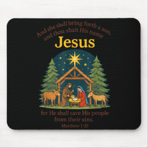Jesus Nativity Christian Christmas Bible Pjs Toddl Mouse Pad
