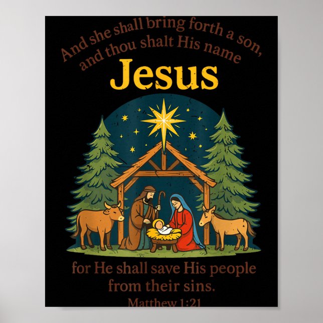 Jesus Nativity Christian Christmas Bible Pjs Toddl Poster (Front)