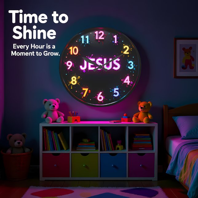 Jesus Neon Splatter Glow Large Clock (Creator Uploaded)