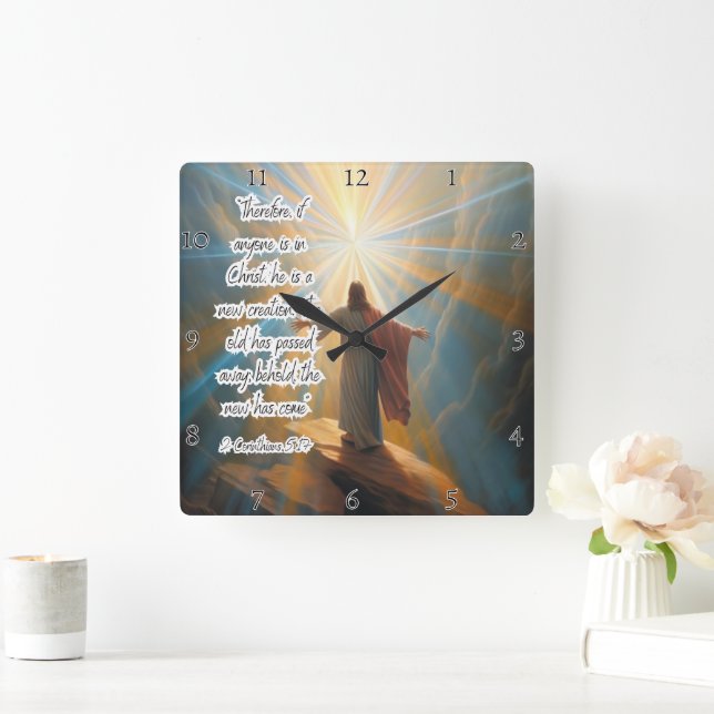 Jesus: New Creation, Divine Light Square Wall Clock (Home)