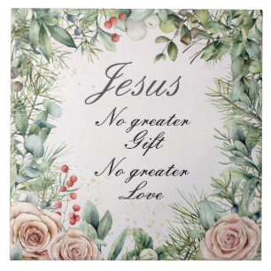 Jesus, No greater Gift, No greater Love, Christmas Ceramic Tile