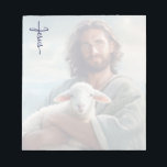 Jesus  notepad<br><div class="desc">This notepad is shown with an art print of Jesus. 
This is shown in an opaque print so you can write on it.
Customize this item or buy as is.




Licensed Image</div>