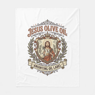 Jesus Olive Oil Anointing Oil Label Jesus Olive Oi Fleece Blanket