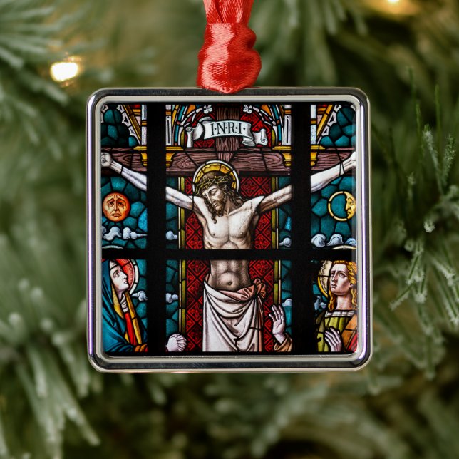 Jesus on Cross, Crucifixion Metal Ornament (Tree)