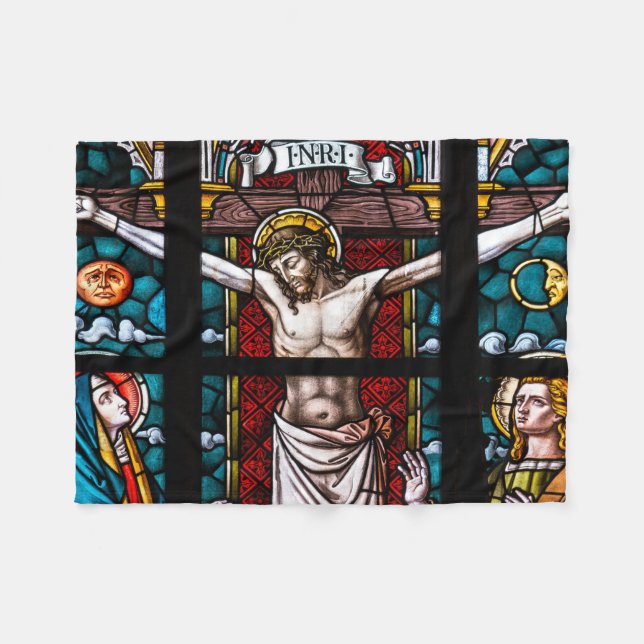 Jesus on Cross Fleece Blanket (Front (Horizontal))