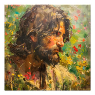 Jesus on Meadow Photo Print