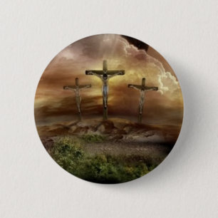 JESUS ON THE CROSS 6 CM ROUND BADGE