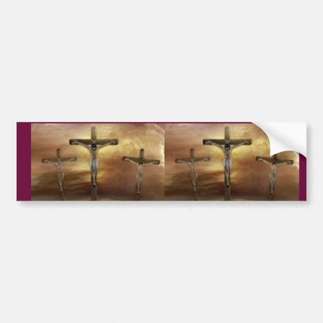 JESUS ON THE CROSS BUMPER STICKER (Front)