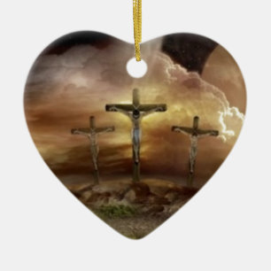 JESUS ON THE CROSS CERAMIC ORNAMENT