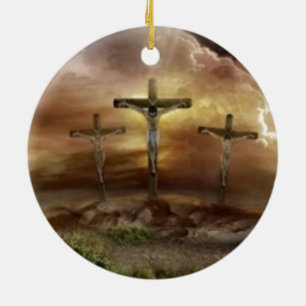 JESUS ON THE CROSS CERAMIC TREE DECORATION