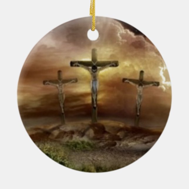 JESUS ON THE CROSS CERAMIC TREE DECORATION (Back)