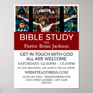 Jesus on the Cross, Christian Bible Class Advert Poster