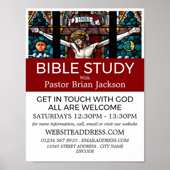 Jesus on the Cross, Christian Bible Class Advert Poster (Front)