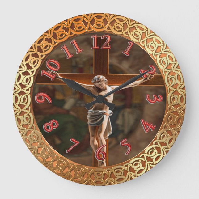 Jesus on the cross clock gold foil texture (Front)