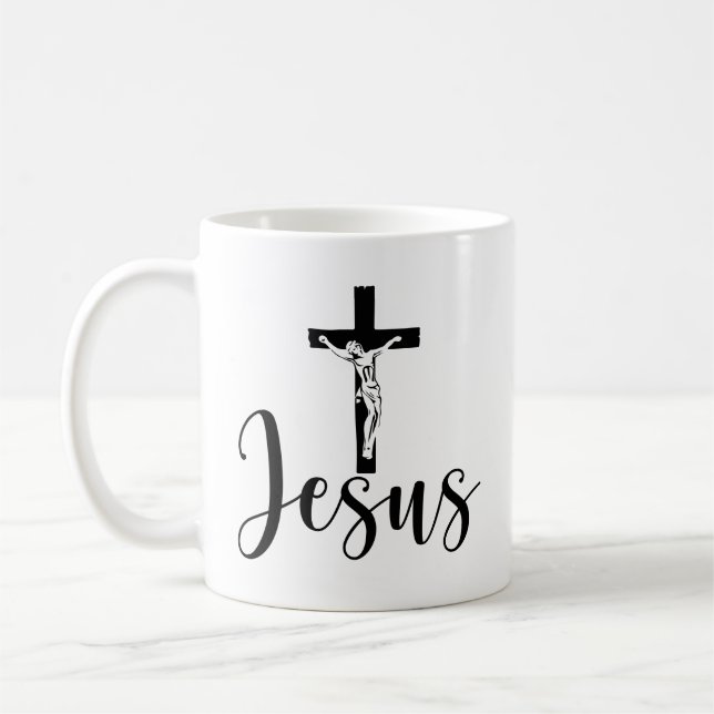 Jesus On The Cross Coffee Mug (Left)