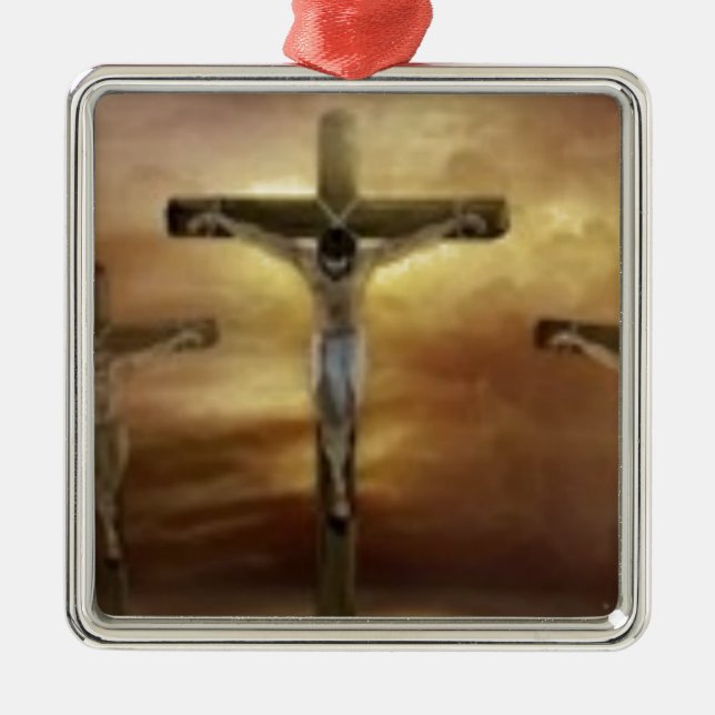 JESUS ON THE CROSS METAL TREE DECORATION (Front)