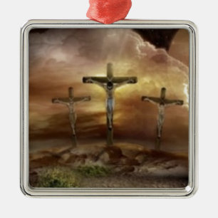 JESUS ON THE CROSS METAL TREE DECORATION