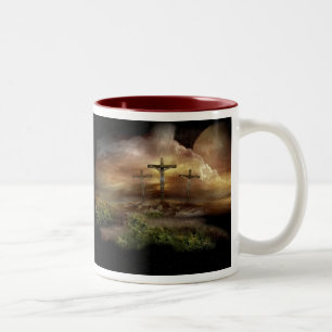 JESUS ON THE CROSS Two-Tone COFFEE MUG